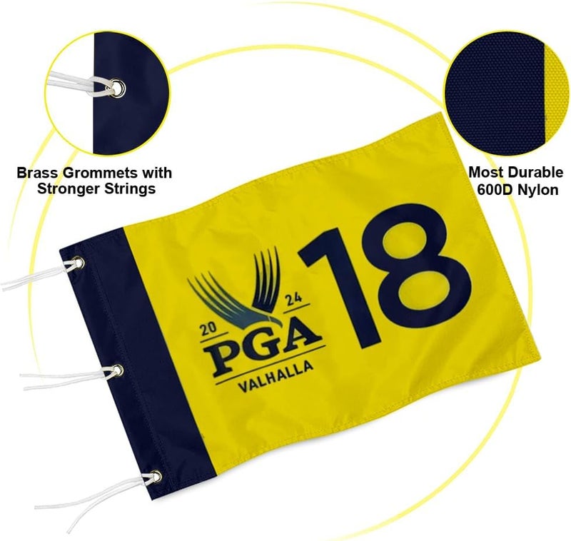 2BUT 2024 PGA Valhalla Golf Pin Flag Practic Putting Green Golf Flag For Backyard Garden Double-Sewn 600D Nylon Miniature Pin Flag (Yellow 20"x13" Grommet) - Image 3